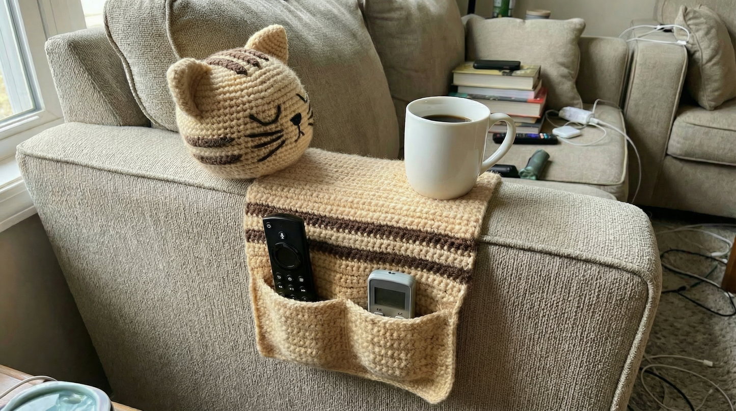 The Cozy Cat: Crochet Sofa Organizer - PDF Pattern