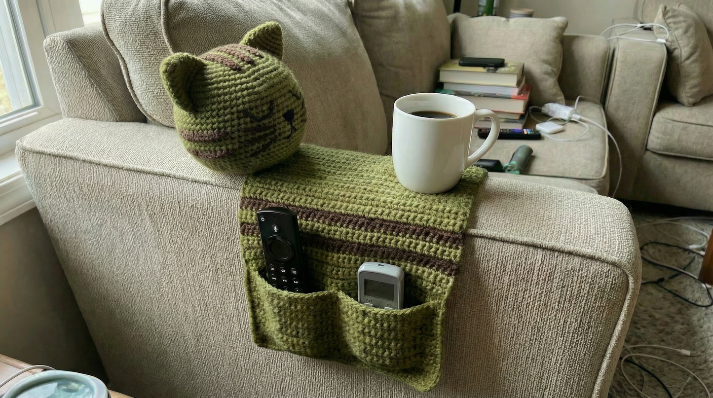 The Cozy Cat: Crochet Sofa Organizer - PDF Pattern