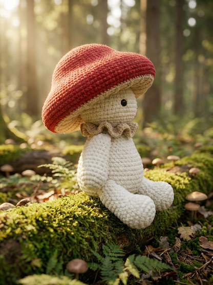 Cute Sitting Mushroom Boy Amigurumi - Detailed Crochet PDF Pattern